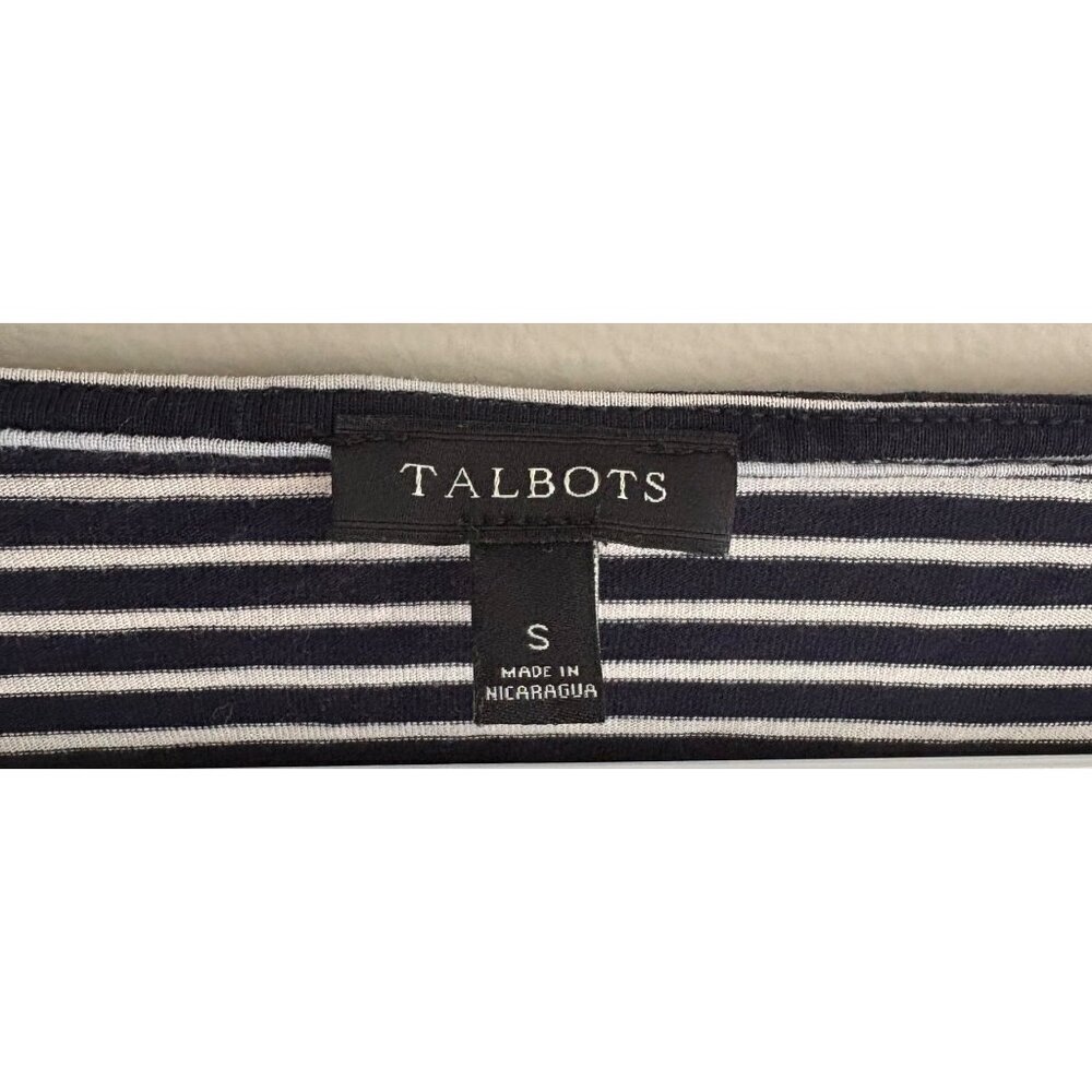 Talbots Nautical Striped Top with Button Shoulder Detail Navy & White Size Small - Picture 6 of 10